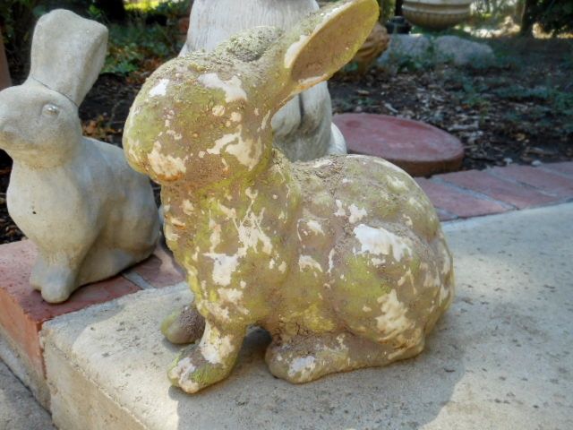 Vintage Mossy Stone Garden Rabbit