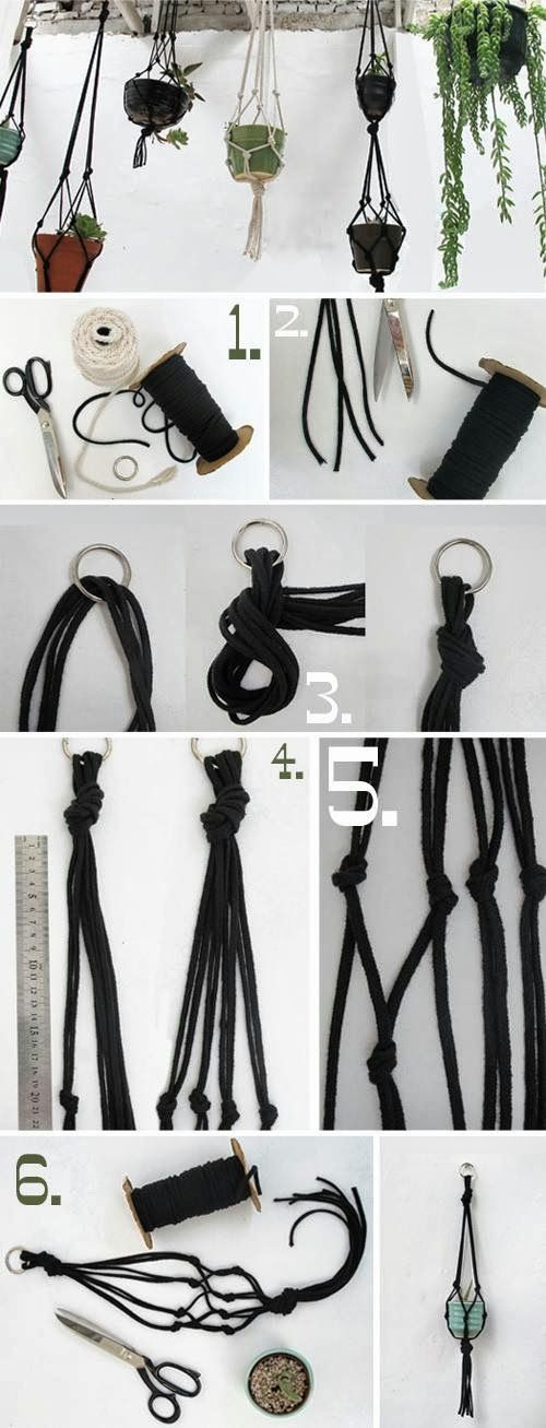 Make a hanging planter by rope