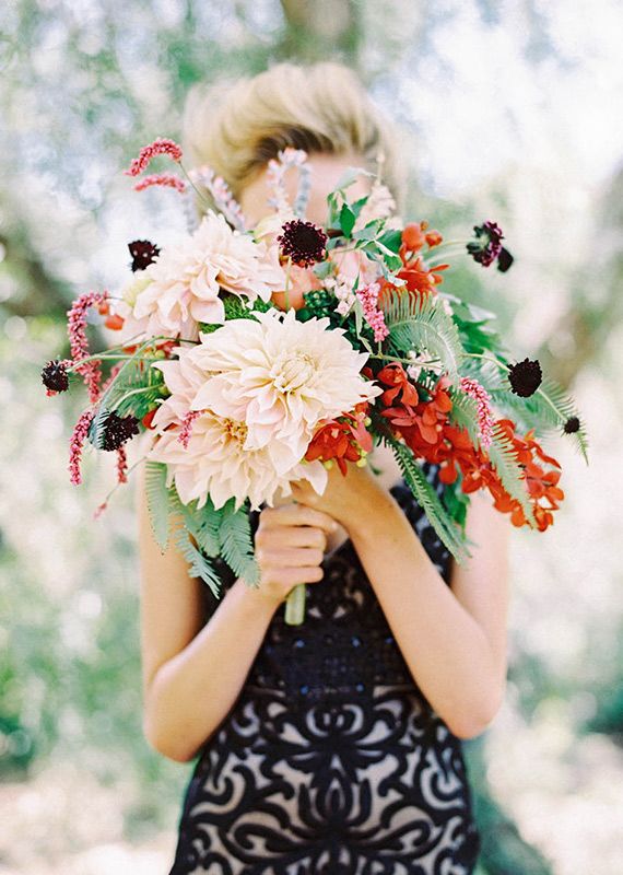 Ivory dahlia florals.