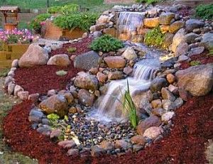 A pondless waterfall ~ saves space and workload.