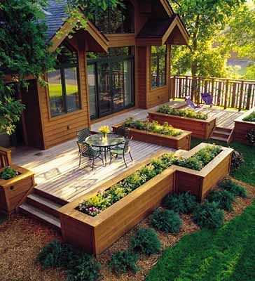 Planter boxes as ends of the deck.