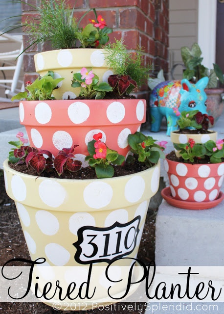 Polka-Dotted Tiered Planters | Positively Splendid Crafts, Sewing, Recipes and Home Decor