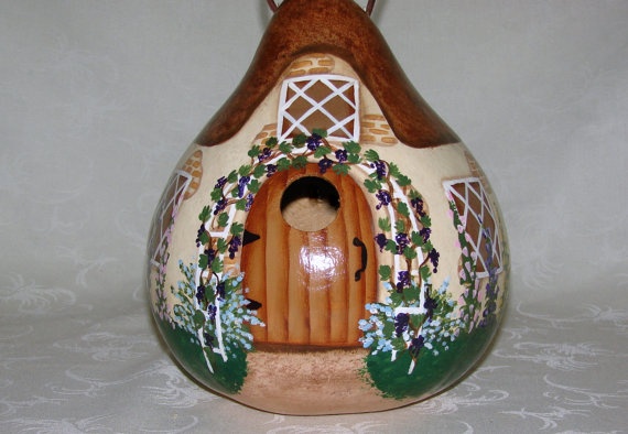 Grape arbor gourd birdhouse cottage by gourdsadored on Etsy, $32.95