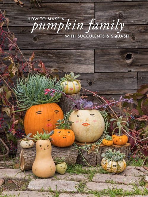 Make a pumpkin family – too cute!