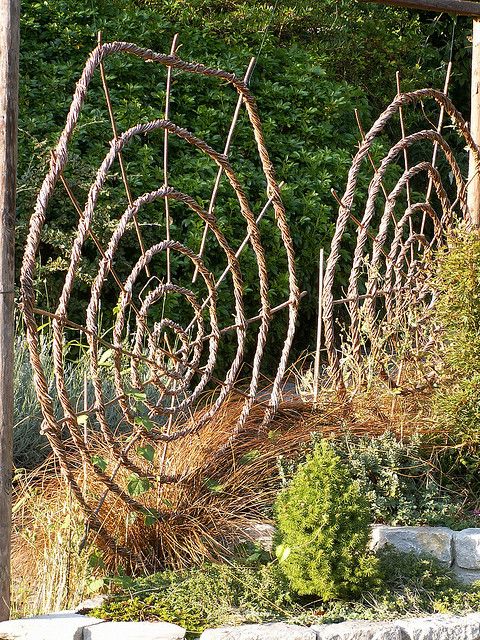 Woven Spiral Wall. Chalice Well Gardens in Glastonbury, England.