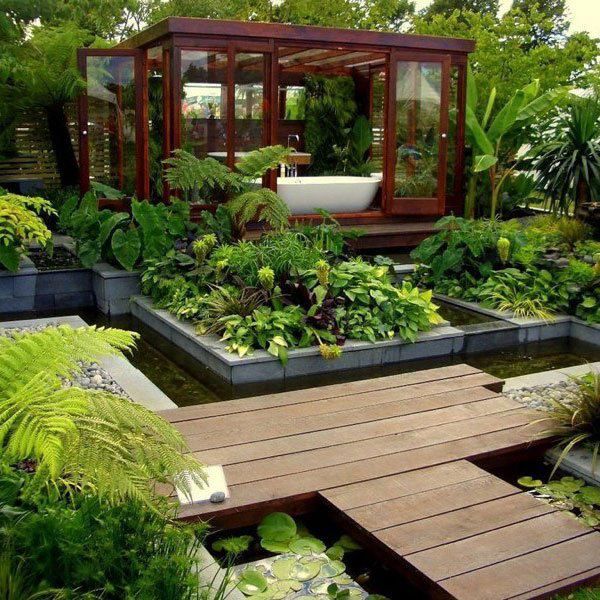 Minimalist Modern Landscape Design And Outdoor Bathroom