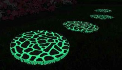 Glow in the Dark Garden Stepping Stones.   Don’t care for the green, yellow looks more natural.