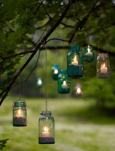 Mason jar garden lanterns