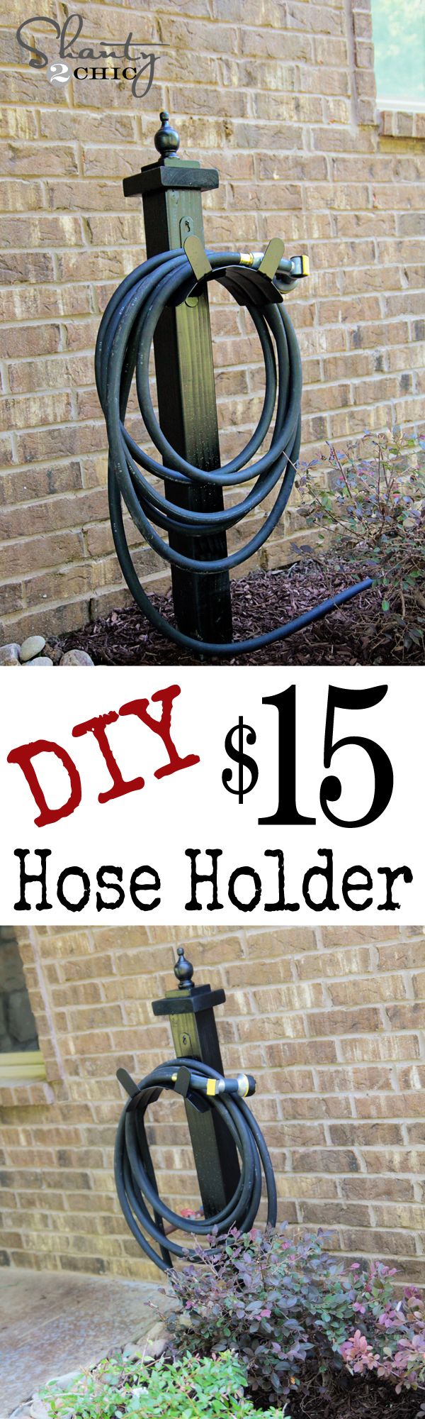 DIY Water Hose Holder for the garden… LOVE this!  So easy! title=’Sh…>