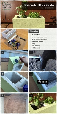DIY – Easy Cinder Block Planter : Create an inexpensive planter with a single cinder block.