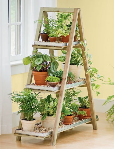 New plant stand for seedlings on the porch.