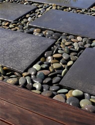 River rock + concrete combo…