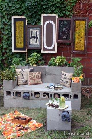 DIY Cinder-block sofa