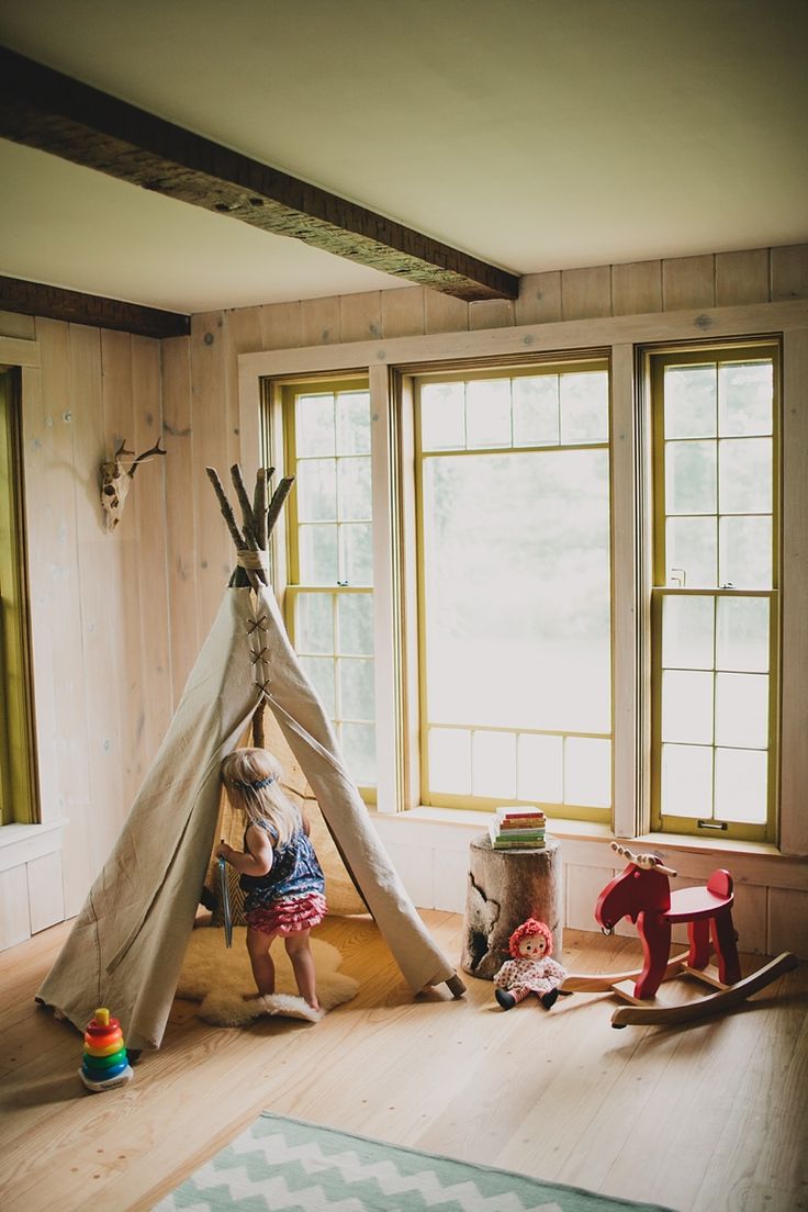 Teepee DIY | The Merrythought Love this blog. Love this simple teepee and that they used saplings – so natural.