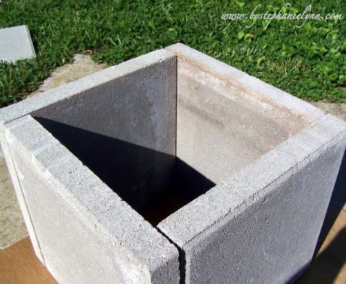 Easy concrete paver pots – think these would have looked better if constructed without the uneven seams on each face…would be easy to do