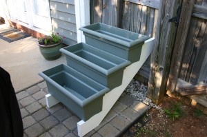 Tiered Herb Garden made with stair risers and planter boxes