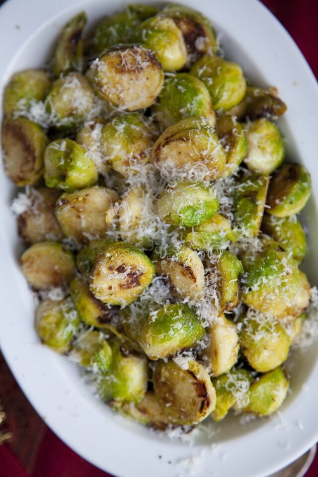Pan Fried Parmesan Brussel Sprouts