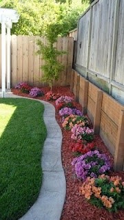 no more having to mow against a fence. And with the stone edging being dug into the ground, you can mow right over it.