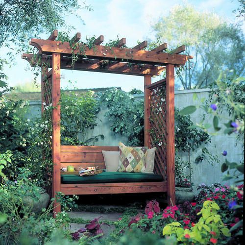 We have a very small yard so I may try this… DIY Garden Arbor Bench