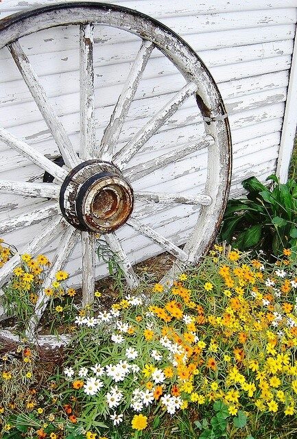 Love those old wagon wheels n wonder where theyve traveled.