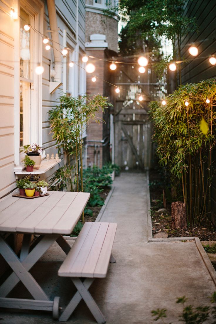 Making use of a small outdoor space – Party lights – Side yard