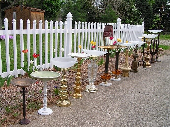 Lamps for birdbaths – just put them where the weed whacker wont break = learned from experience!!!!