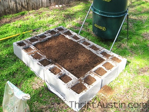 cinder block garden :) Now I know what to do with all the cinder blocks we keep finding in our yard from the previous owners
