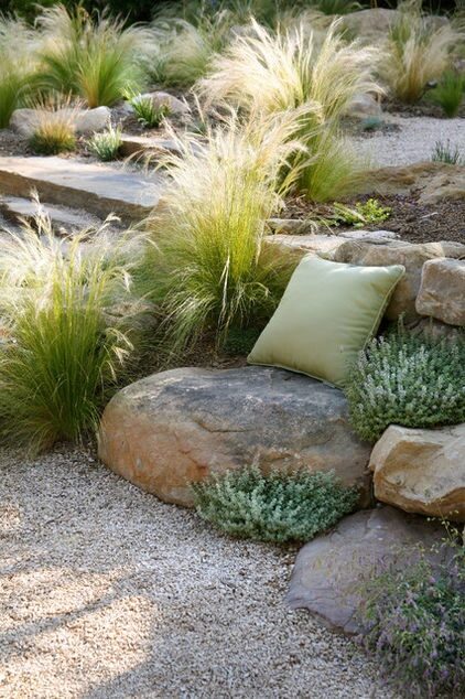 rock and pillow make a Garden seat