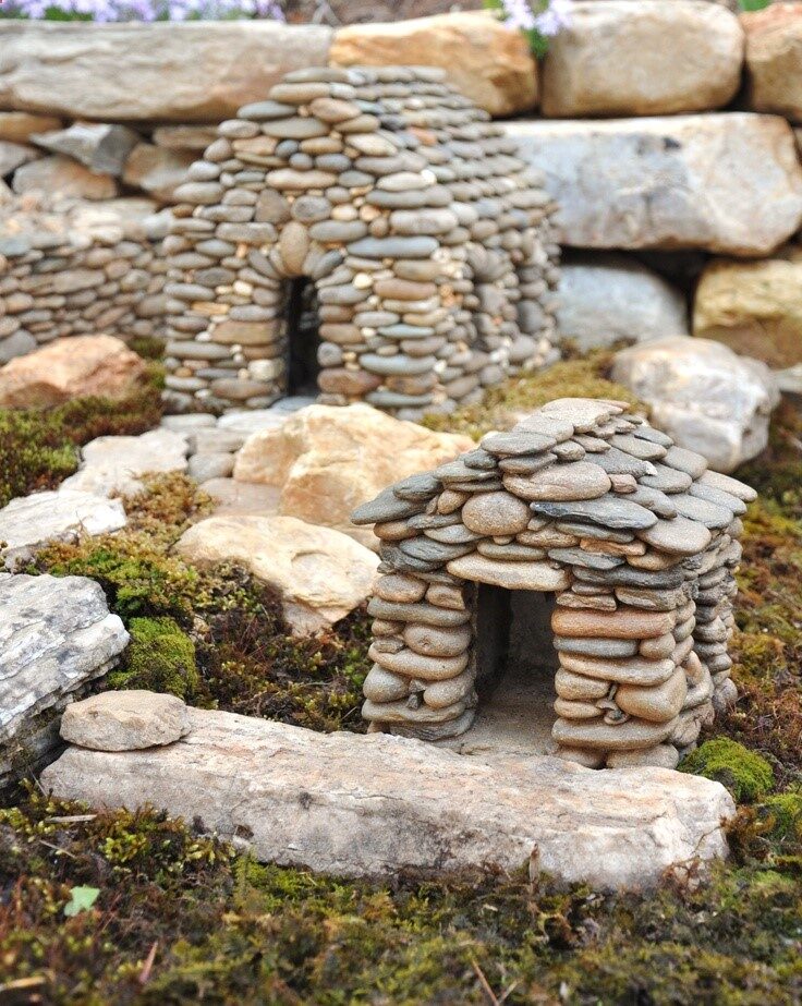 Tiny Stone Houses for garden fairies