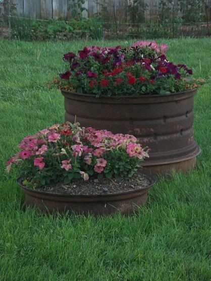 Tractor wheels turned planters