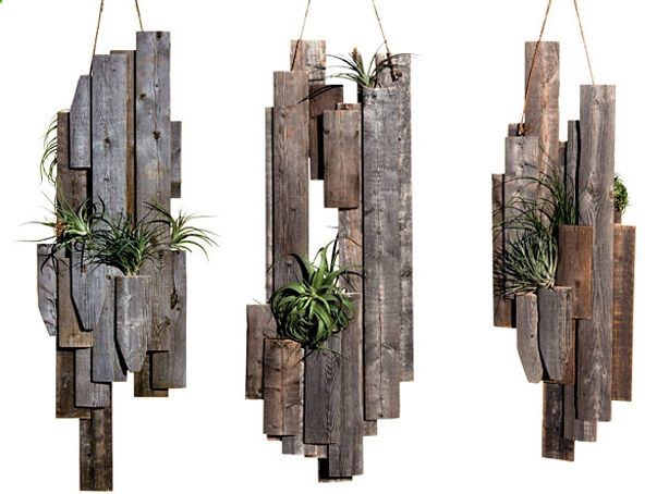 A collection of design objects and sculptures created from wood scraps and other found materials,