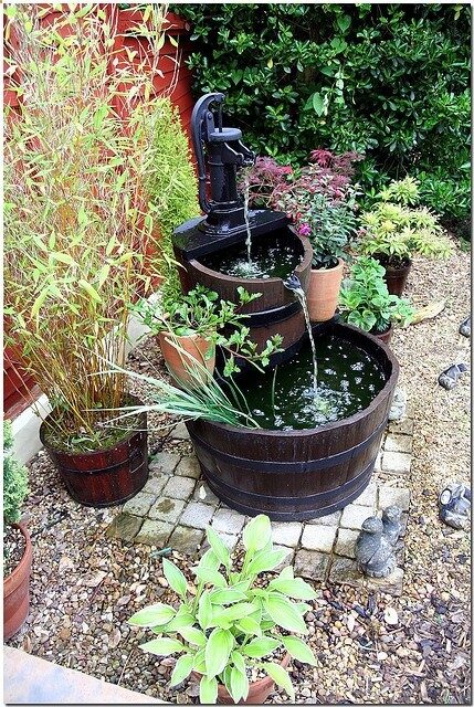 Water feature. I love this! Really want something with the old hand pump for my back yard!