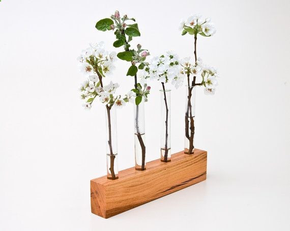 Wood Vase Decorative Bud Vase Wedding Vase FLORENCE by lessandmore, $70.00