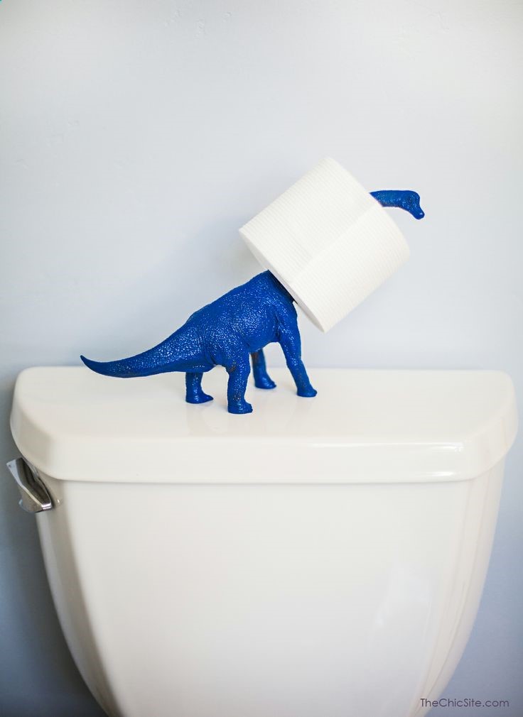 This is the funniest.. Dino Toilet Paper Holder #diy  Super cute for a kids bathroom!