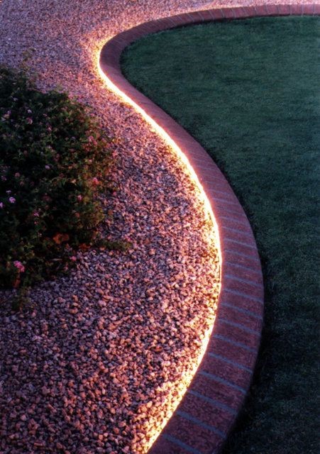 32 Cheap And Easy Backyard Ideas That Are Borderline Genius! Cant afford that dream deck or in-ground pool youre dying for? There are still ways to get a beautiful backyard thats perfect for entertaining. Includes this great idea ~ Use rope lighting to line your garden.
