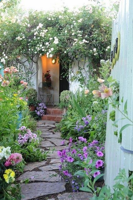 Wildflowers, stone path. So beautiful. I think I pinned this before but I just love it and dream one day I can walk to my door through something so amazing.