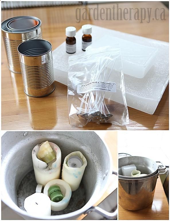 DIY Candles in Cans Tutorial Step 1 via Garden Therapy A reason to save old candle bits!