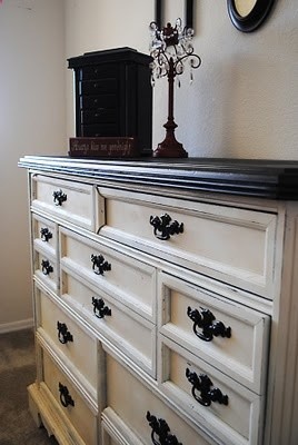 black top – white body with black undercoat and distressing. . . need to find a dresser – dont think riley would appreciate this on hers. . .