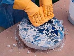 How to Make Mosaic Garden Projects | Midwest Living ~ i see a whole kitchen counter top made like this…..