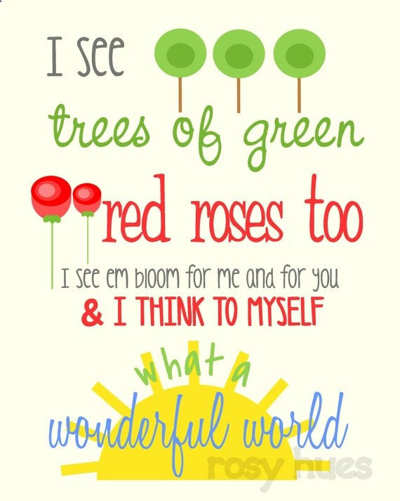 What a Wonderful World lyrics Kids wall art Nursery by RosyHuesArt, $12.00