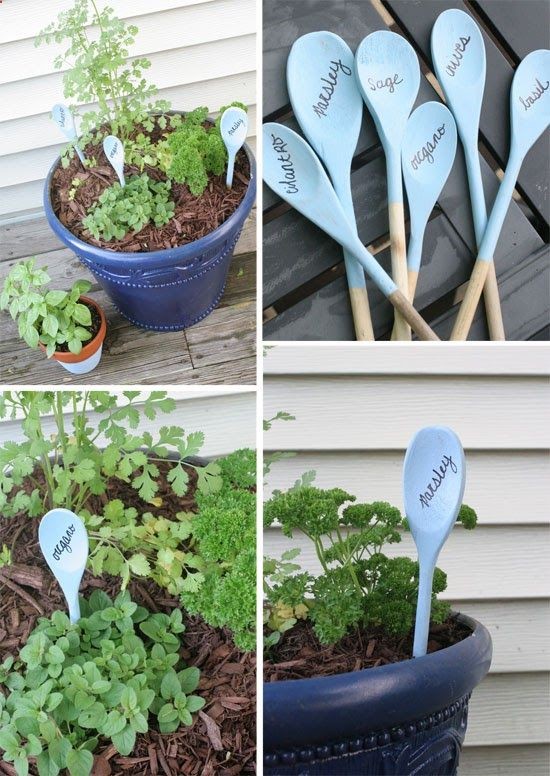13Reader Spaces: The Great Outdoors! Painted spoons as garden labels!!! What a unique and surprising idea. Gotta do this!