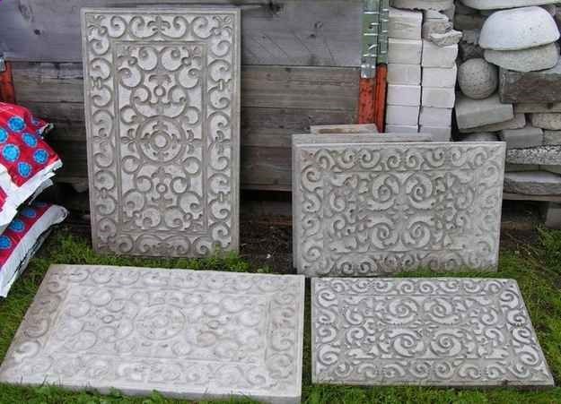 Rubber door mats also work as pretty molds for concrete stepping stones. | 41 Cheap And Easy Backyard DIYs You Must Do This Summer
